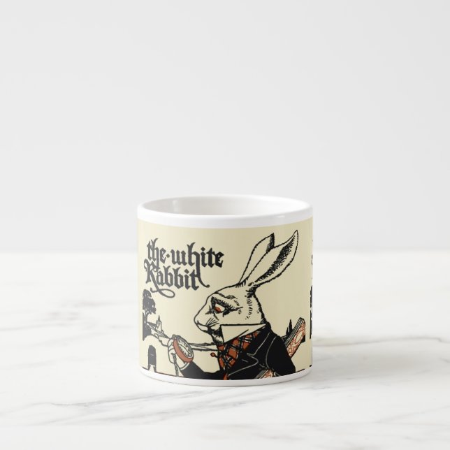 Tasse Expresso Alice Lapin Blanc Classique Wonderland  (Devant)