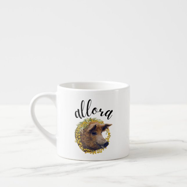 Tasse Expresso Allora (avec une couronne de fleurs de cochon lain (Gauche)
