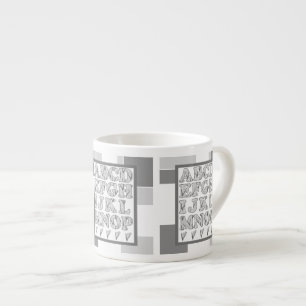 Tasse Expresso Alphabet drôle, alphabet de fleurs, alphabet