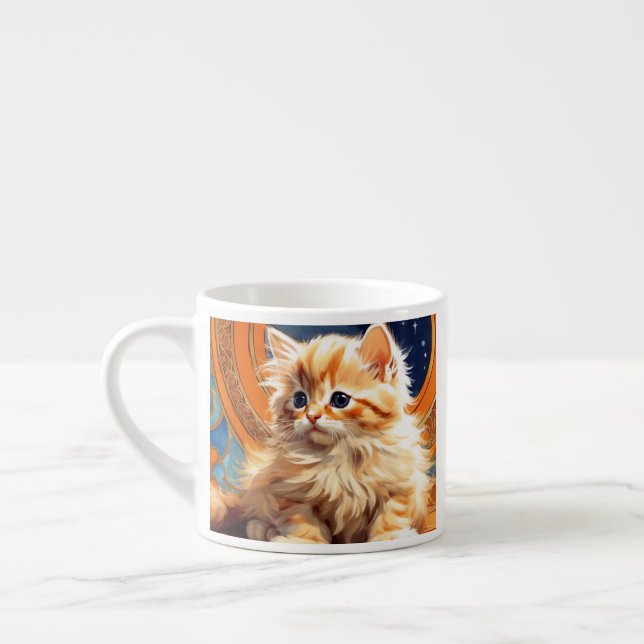 Tasse Expresso Alphonse Mucha Art Nouveau Chat orange (Gauche)