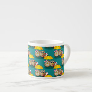 Tasse Expresso Amateurs de chouette avec parapluie et boîte de ch