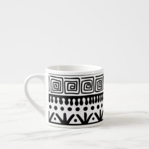 Tasse Expresso Amérindien Sud-Ouest Noir Blanc Moderne Boho