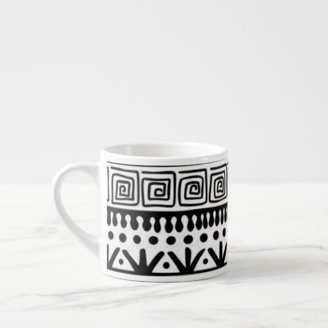 Tasse Expresso Amérindien Sud-Ouest Noir Blanc Moderne Boho (Gauche)
