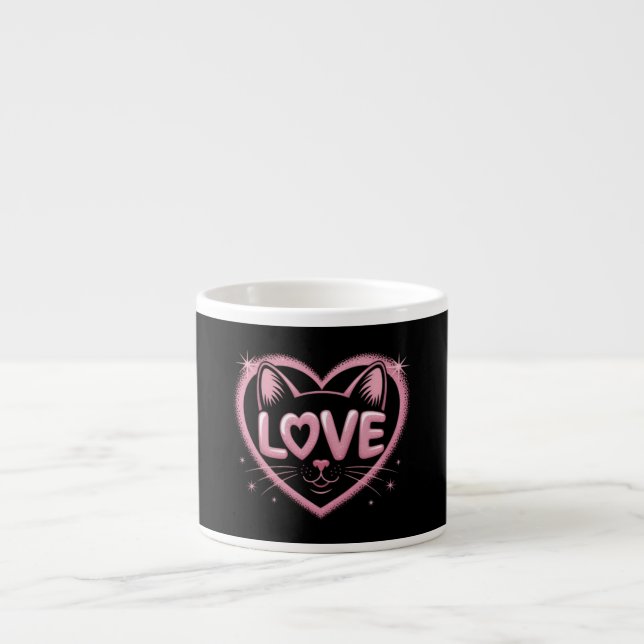 Tasse Expresso Amour de chat scintillant (Devant)