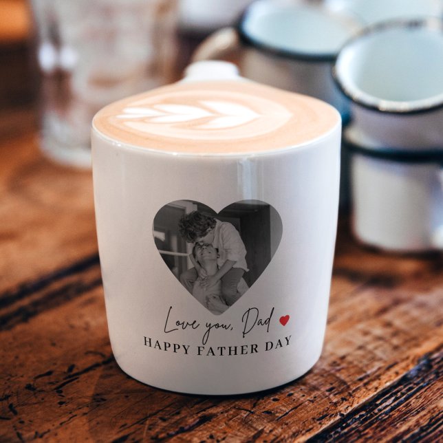 Tasse Expresso Amour personnalisé Papa | Cadeau de photo du coeur (Créateur téléchargé)