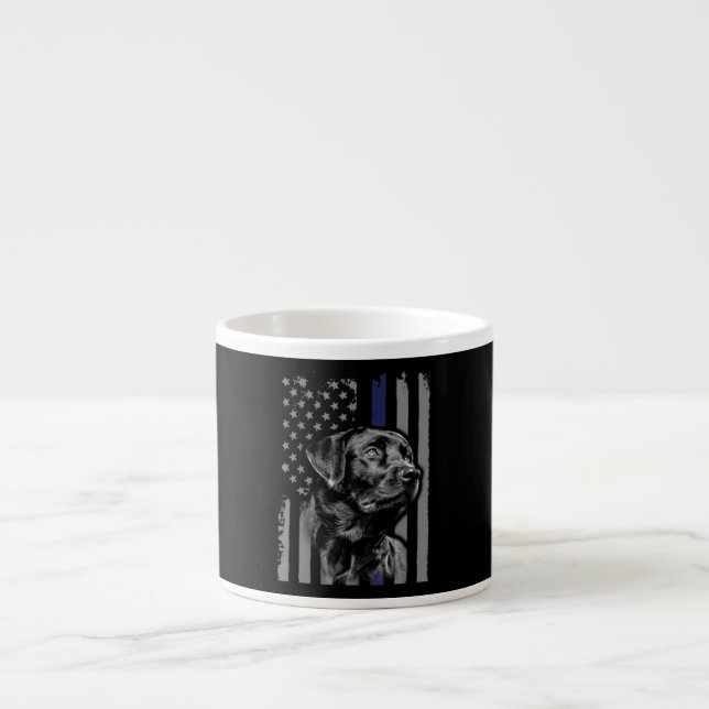 Tasse Expresso amoureux des chiens | Black Labrador American Flag (Devant)