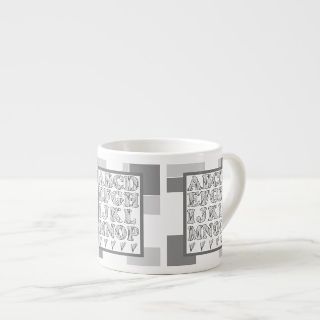 Tasse Expresso Amusant alphabet, alphabet fleuri, alphabet (Devant droit)