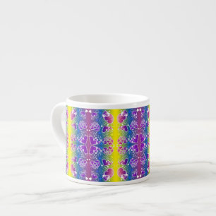 Tasse Expresso Amusant Violet, bleu, jaune motif de Coeurs Whimsi