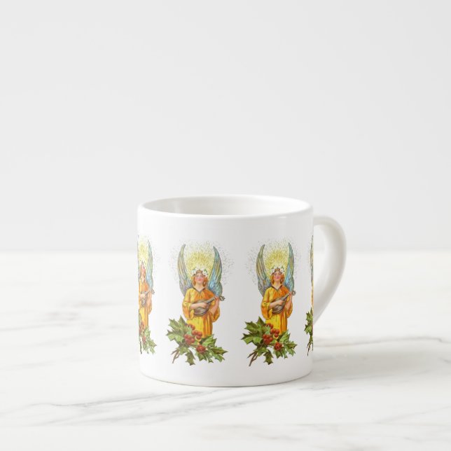 Tasse Expresso Ange avec houx et mandoline  (Devant droit)