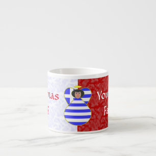 Tasse Expresso Ange grec aux cheveux noirs habillé en drapeau