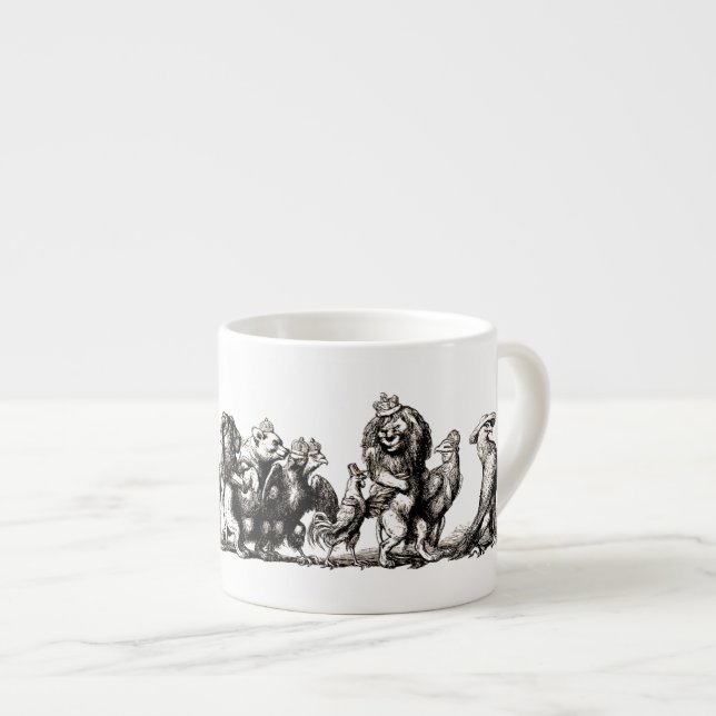 Tasse Expresso Animal Cute Art Unicorn Elephant Lion Zoo (Devant droit)