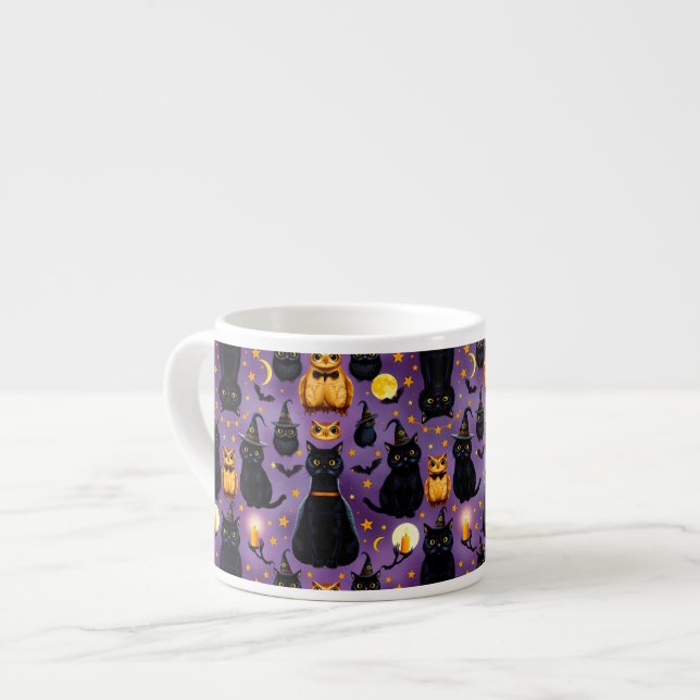 Tasse Expresso Animaux d'Halloween lunaires (Devant gauche)