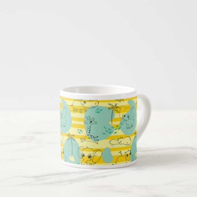 Tasse Expresso Animaux mignons jouant avec de l'eau 2 (Devant droit)