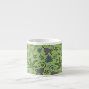 Tasse Expresso Animaux tropicaux sans soudure motif vert et gris