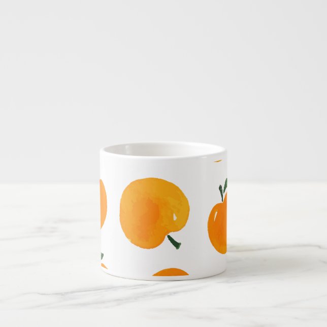 Tasse Expresso Apricots Aquarelle Blanc Arrière - plan Vintage (Devant)