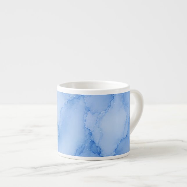 Tasse Expresso Aquarelle Abstraite Bleu Clair (Devant droit)