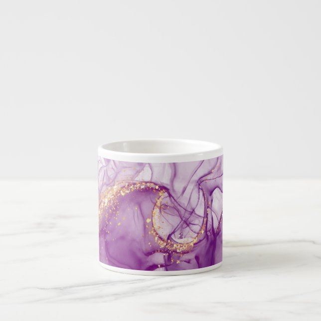 Tasse Expresso Aquarelle amusante violet Arrière - plan avec des  (Devant)