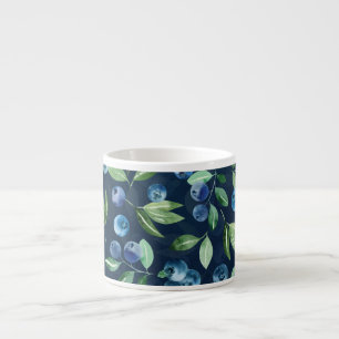 Tasse Expresso Aquarelle Blueberry Dark Arrière - plan Motif