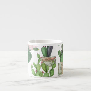 Tasse Expresso Aquarelle Cactus Motif de peinture transparente