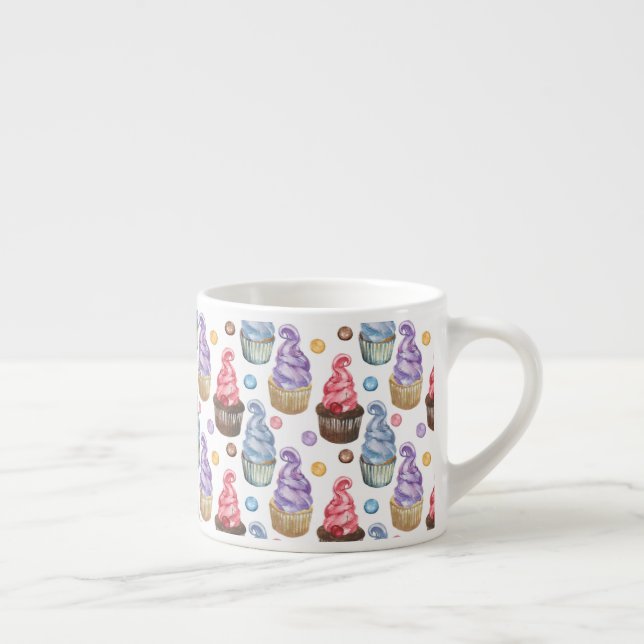 Tasse Expresso Aquarelle cupcakes colorés (Droite)