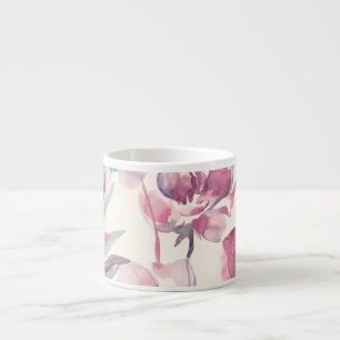 Tasse Expresso Aquarelle de pivoines : arrière - plan floral tran