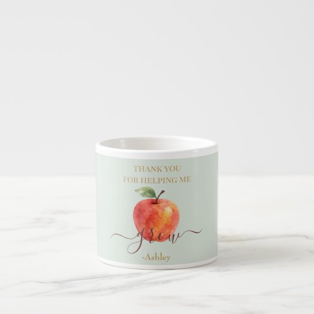 Tasse Expresso Aquarelle Enseignant Apple - Cadeau Merci (Devant)