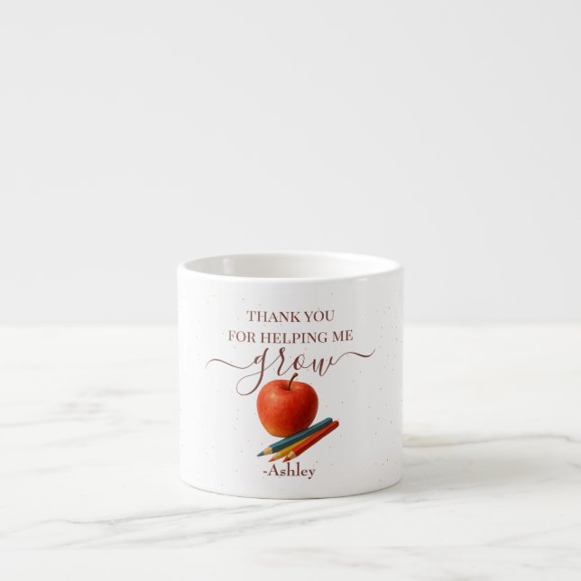 Tasse Expresso Aquarelle Enseignant Apple - Cadeau Merci (Devant)