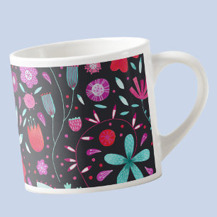 Tasse Expresso Aquarelle florale Boho foncé