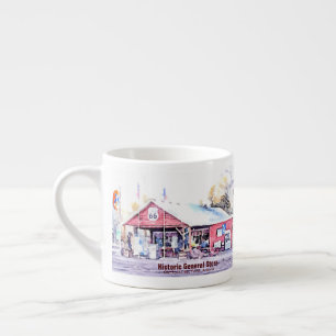Tasse Expresso Aquarelle historique d'épicerie générale de