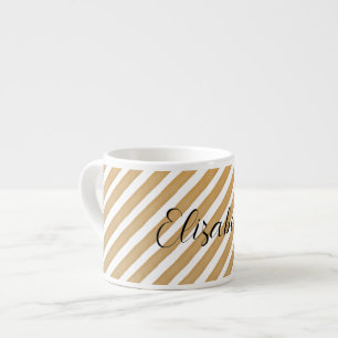 Tasse Expresso Aquarelle Motif Géométrique à Rayures Monogramme