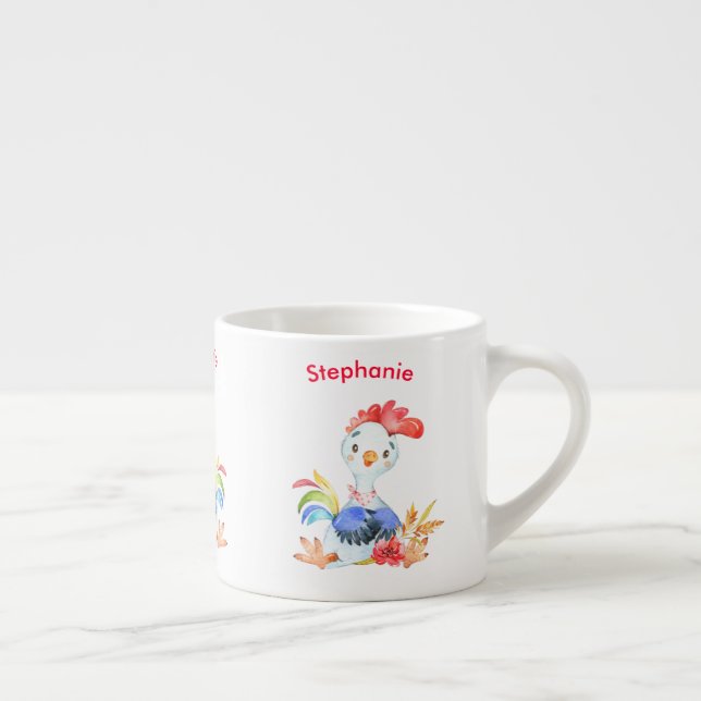 Tasse Expresso Aquarelle rouge Petit coq (Droite)
