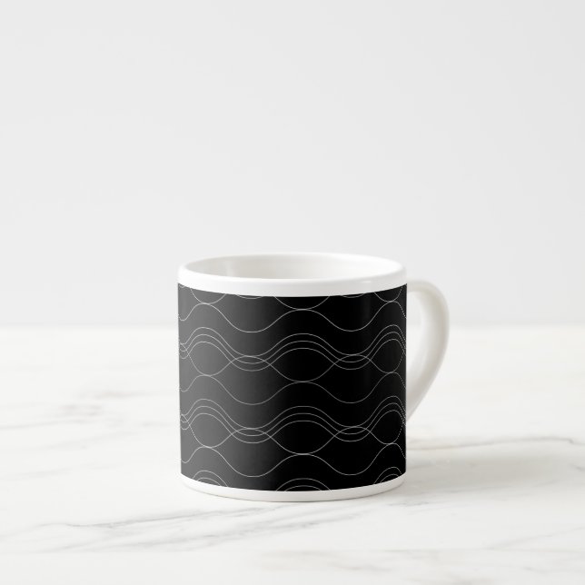 Tasse Expresso Argent, élégant, cool, moderne, simple motif ondul (Devant droit)