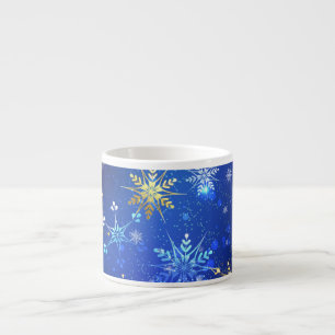 Tasse Expresso Arrière - plan Bleu XMAS avec des flocons de neige