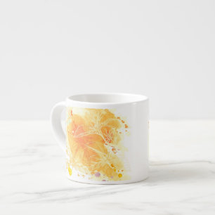Tasse Expresso Arrière - plan d'aquarelle de vecteur et fleurs
