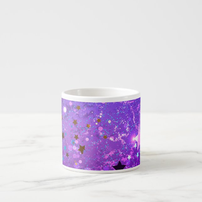 Tasse Expresso Arrière - plan de feuille violet avec étoiles (Devant)
