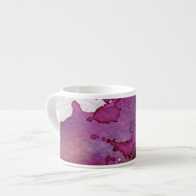 Tasse Expresso Arrière - plan pourpre d'aquarelle (Devant gauche)