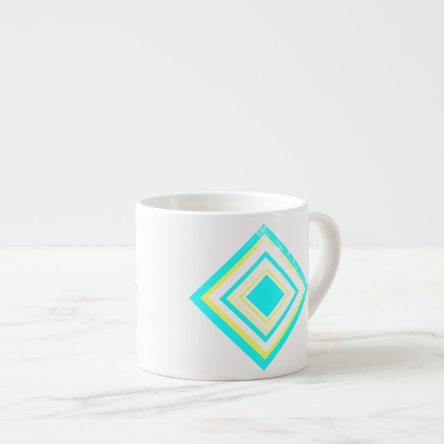 Tasse Expresso Art Abstrait Pale Turquoise Vert Bleu Blanc (Devant droit)