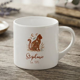 Tasse Expresso Art botanique félin en terre cuite