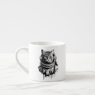 Tasse Expresso Art de tatouage de chat astronaute