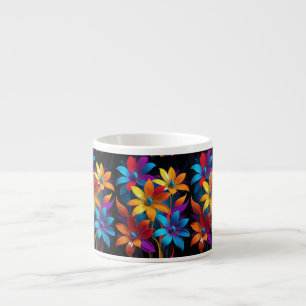 Tasse Expresso Art floral coloré abstrait vibrant-32908