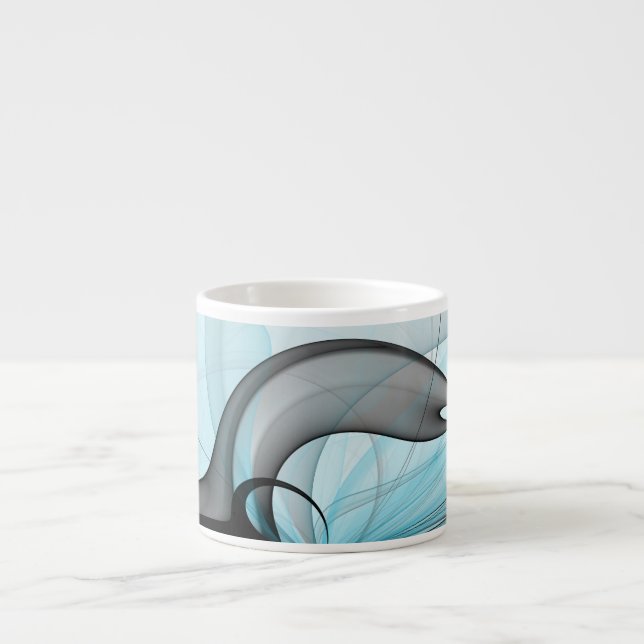 Tasse Expresso Art fractal moderne gris anthracite abstrait bleu (Devant)