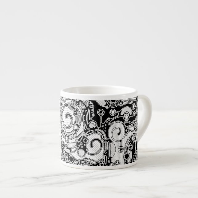 Tasse Expresso Art Géométrique Noir Et Blanc 3 (Devant droit)