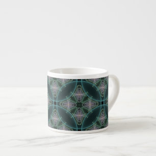 Tasse Expresso Art graphique géométrique fractal sarcelle moderne