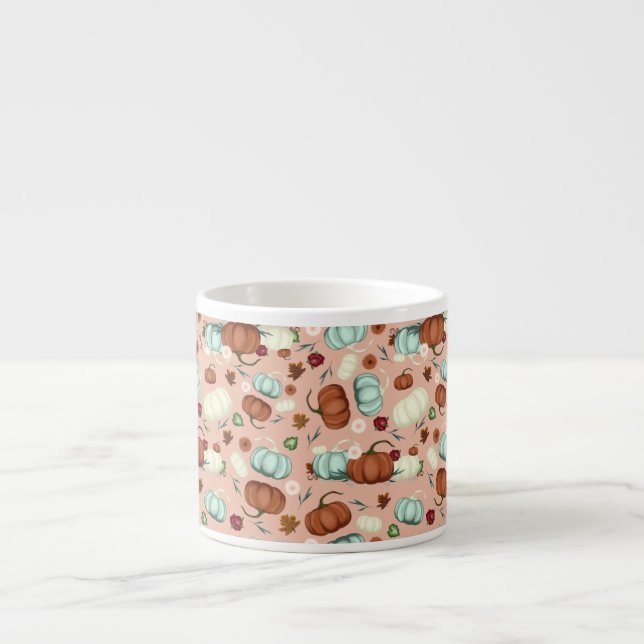 Tasse Expresso Automne Citrouille Floral (Devant)