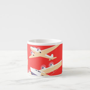 Tasse Expresso Avion en vol vintage WPA coloré