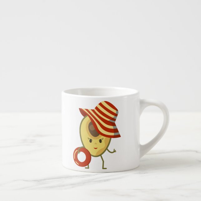 Tasse Expresso Avocado beach girl avec casquette de soleil et ann (Droite)