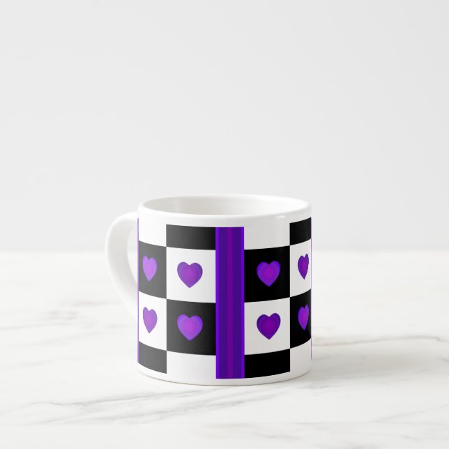 Tasse Expresso B&W Purple Hearts Beating (Devant gauche)