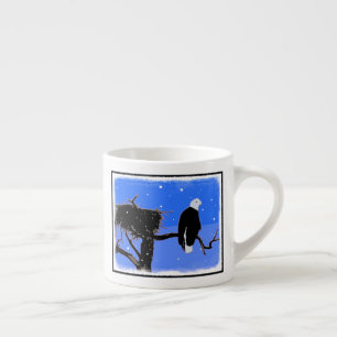 Tasse Expresso Bald Eagle en hiver - Art original de la faune