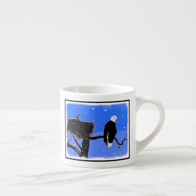 Tasse Expresso Bald Eagle en hiver - Art original de la faune (Droite)
