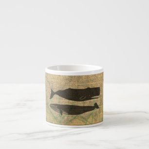 Tasse Expresso Baleine antique Vie marine